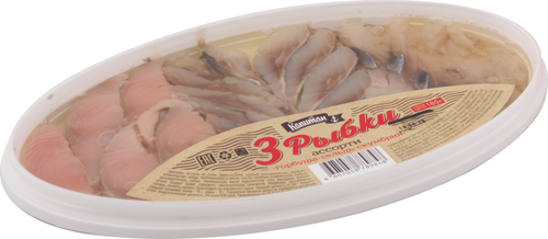 

Ассорти Капитан 3 Рыбки горбуша-сельдь-скумбрия филе-кусочки в масле 180 г