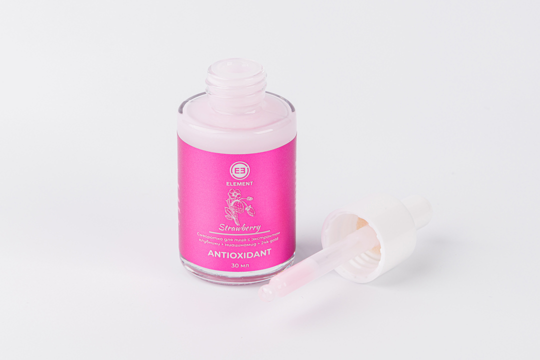 

Сыворотка для лица Element с экстрактом клубники, ниацинамидом, золотом 30 мл