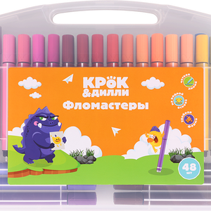 Фломастеры Крок&Дилли 48 цветов, в кейсе, Арт. NBV-BTS02