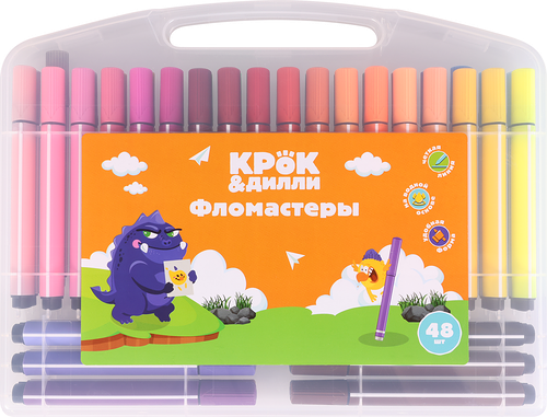 Фломастеры Крок&Дилли 48 цветов, в кейсе, Арт. NBV-BTS02