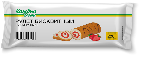 Рулет бисквитный Каждый День клубничный