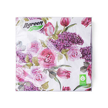 Салфетки бумажные `BULGAREE GREEN` трехслойные Цветочный вальс 20 шт