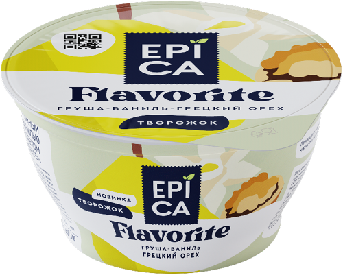 Творожный десерт Эпика Flavorite груша-ваниль-грецкий орех 8,0% БЗМЖ, 130г