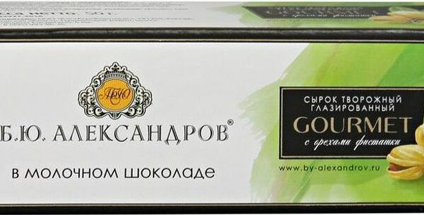 Сырок творожный Б.Ю.Александров с орехами фисташки в молочном шоколаде 26%, 50 г