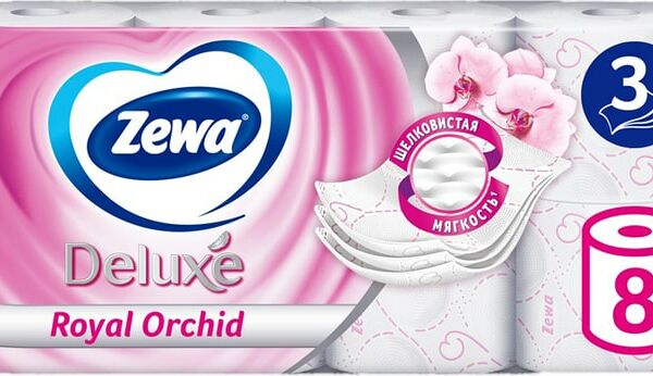 Туалетная бумага Zewa Делюкс Орхидея 8 рулонов 3 слоя