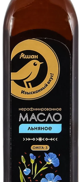Масло льняное АШАН Золотая птица нерафинированное