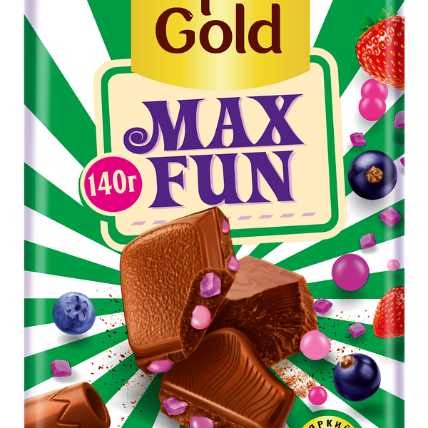 Шоколад молочный Alpen Gold MaxFan со вкусом клубники, малины, черники, черной смородины 140 г