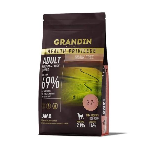 Holistic сухой корм Grandin для собак средних и крупных пород с ягненком