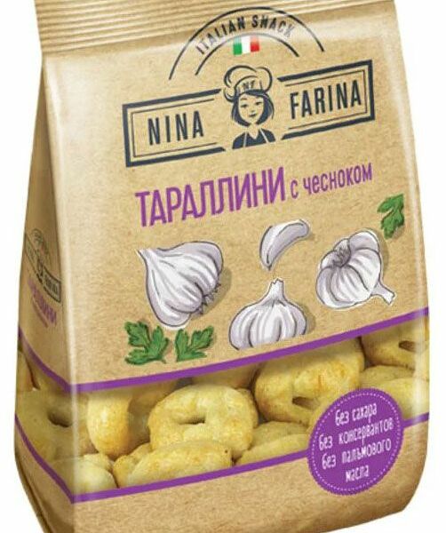 Тараллини Nina Farina с чесноком 180 г