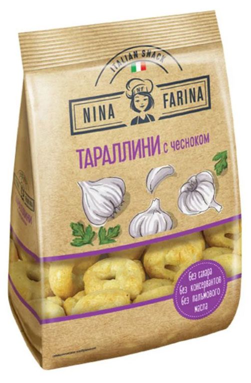 

Тараллини Nina Farina с чесноком 180 г