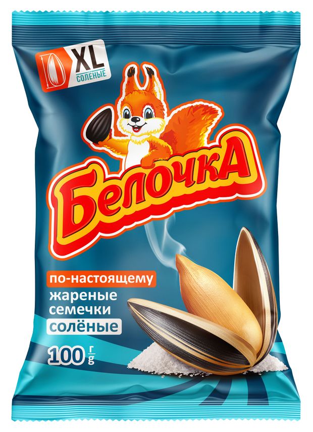 

Семечки подсолнечные Белочка жареные соленые XL 100 г