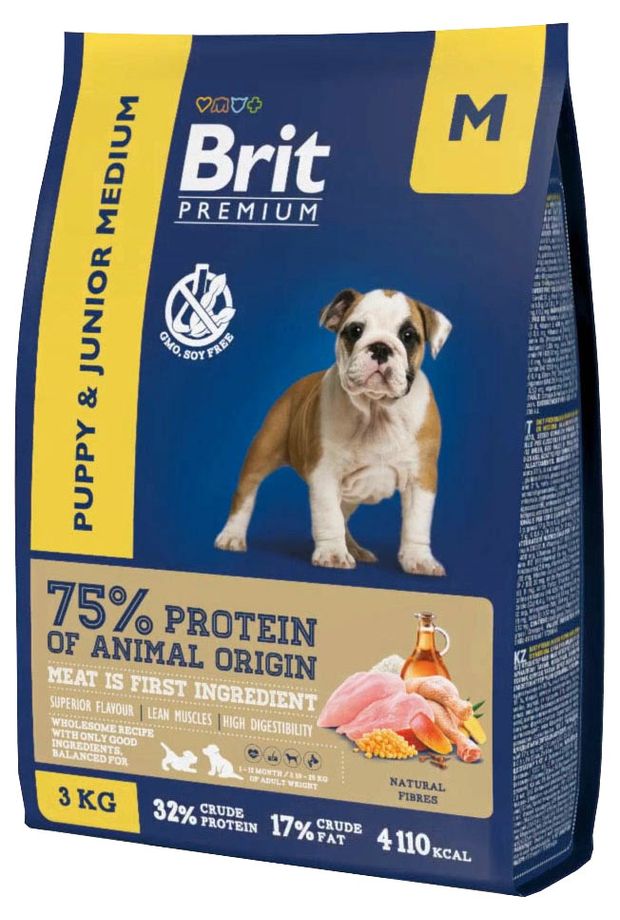 

Корм для молодых собак средних пород Brit Premium Junior M Курица + 5 трав 3 кг