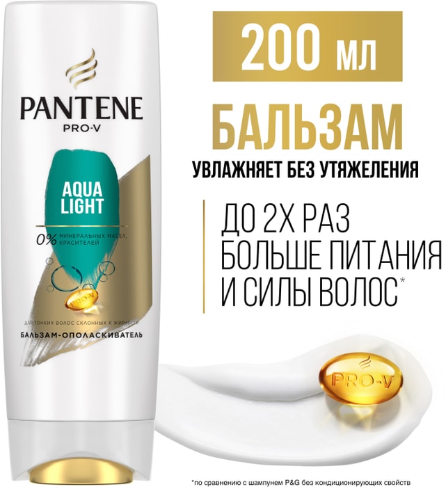 

Бальзам для волос Pantene Aqua Light Легкость и питание 200 мл