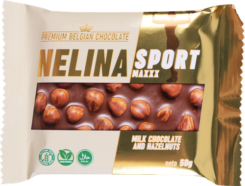

Шоколад молочный Nelina Sport с цельными ядрами фундука 50 г