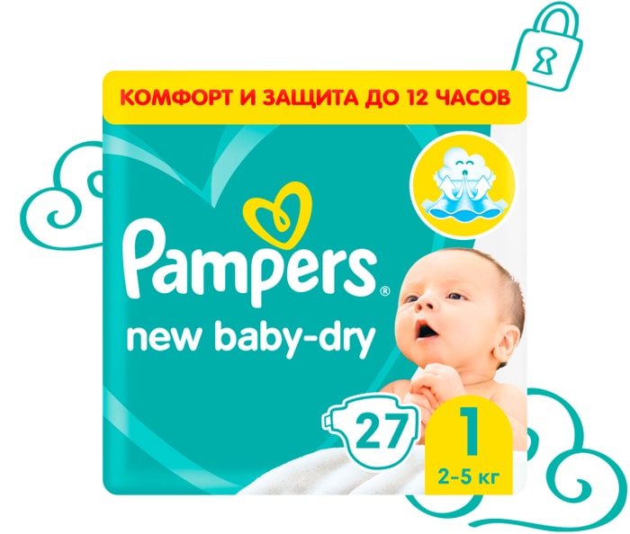 

Подгузники Pampers New Baby-Dry размер 1 2-5 кг 27 шт.