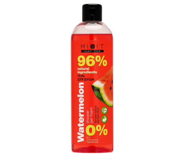 Гель для душа Mixit Super Food Арбуз и мята освежающий, 400 мл