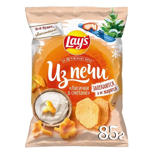 Картофельные чипсы Lay's Из печи Лисички в сметане 85 г
