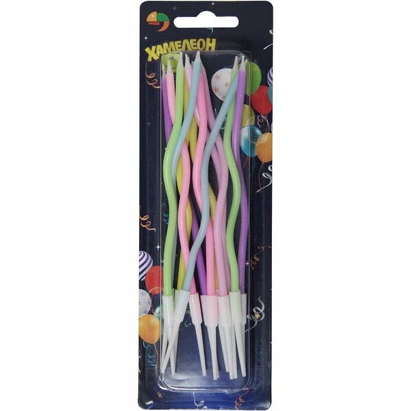Свечи для торта Хамелеон с подставками 12 шт.