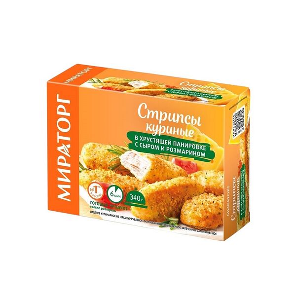 Стрипсы кур в хруст панировке с сыром и розмарином 340г Мираторг