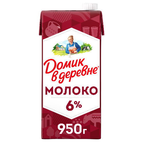 

Молоко стерилизованное Домик в деревне с высокой жирностью 6% 950 г