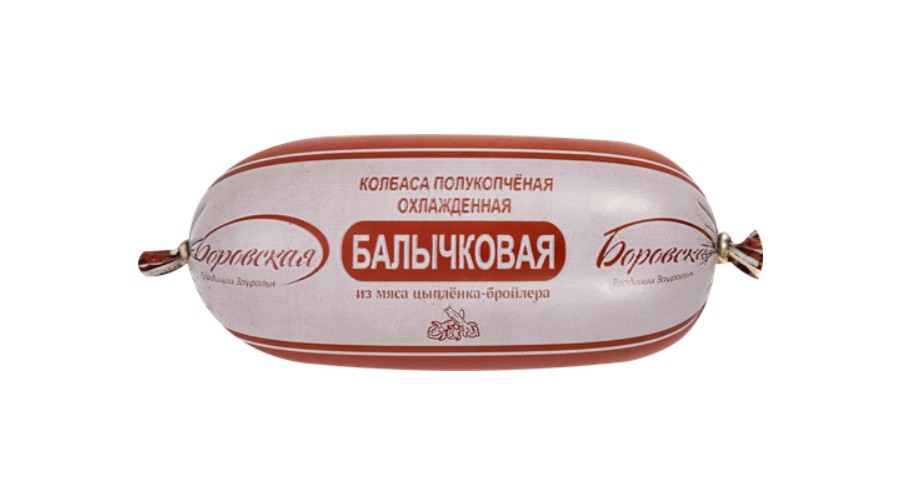 

Колбаса полукопченая куриная АФ БОРОВСКАЯ Балычковая, 300г
