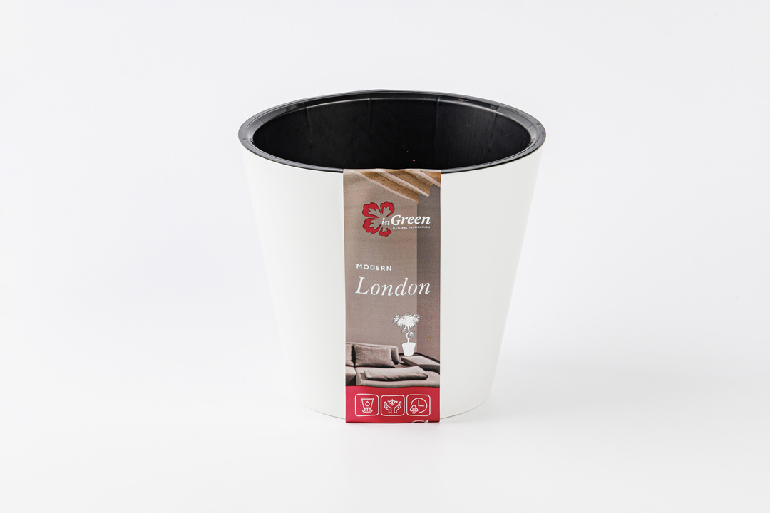 

Горшок для цветов InGreen London D160 мм, 1,6 л, с дренажной вставкой, белый