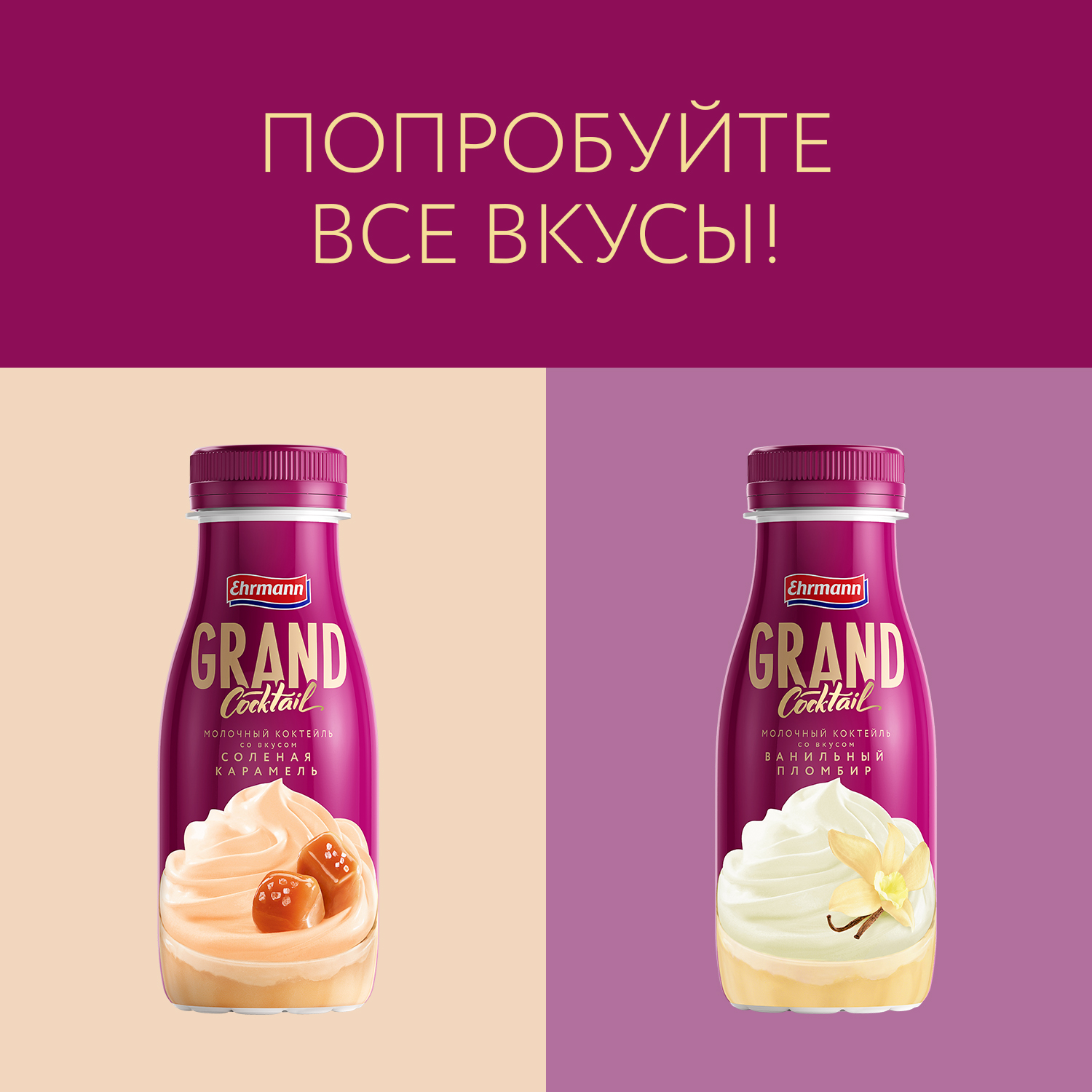 

Коктейль молочный Ehrmann Grand Cocktail со вкусом Ванильный пломбир 4%, 260 г