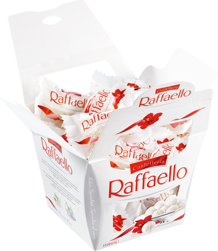 

Конфеты Raffaello с цельным миндальным орехом в кокосовой обсыпке 150 г дизайн в ассортименте