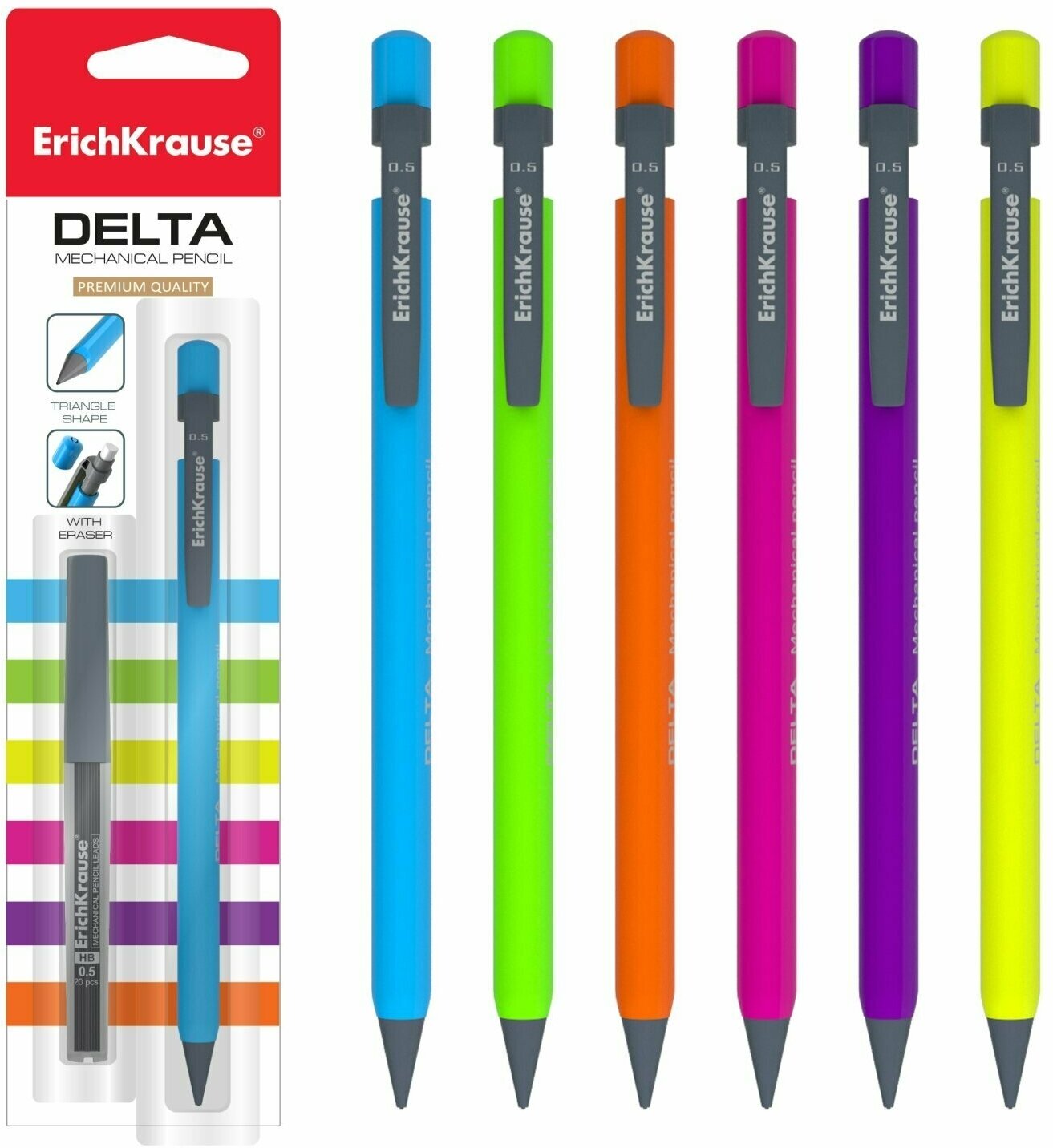 

Карандаш ERICHKRAUSE механический Delta с 20 грифелями 0.5мм в ассортименте 19 г