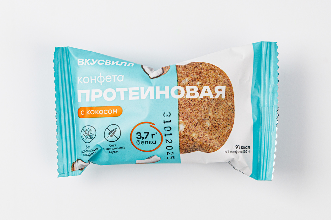 

Конфета протеиновая Вкусвилл с кокосом 30 г