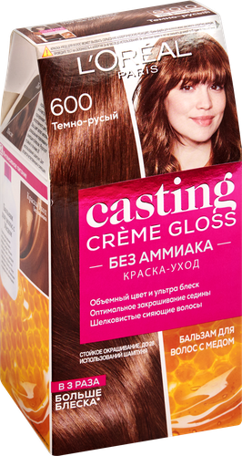 

L'Oreal Paris Стойкая краска-уход для волос "Casting Creme Gloss" без аммиака, оттенок 600, Темно-русый 180 мл