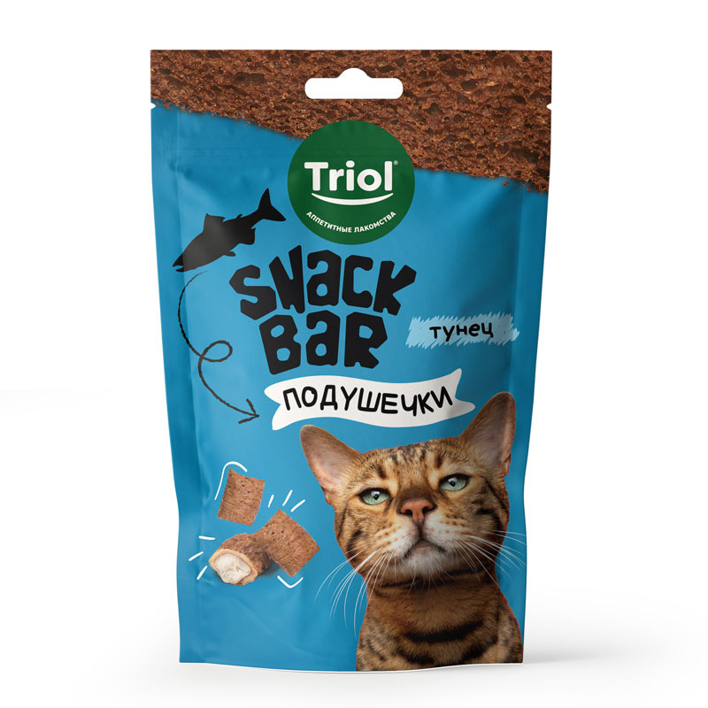 

Лакомство для кошек Triol Snack Bar Мини-подушечки с начинкой из тунца 30 г