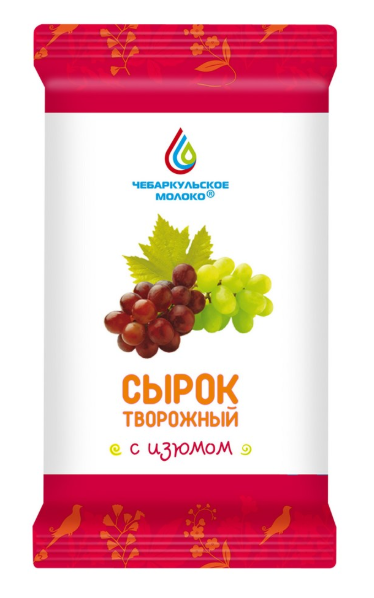 

Сырок Чебаркульское Молоко творожный сладкий с изюмом 10% флоу-пак 90 г