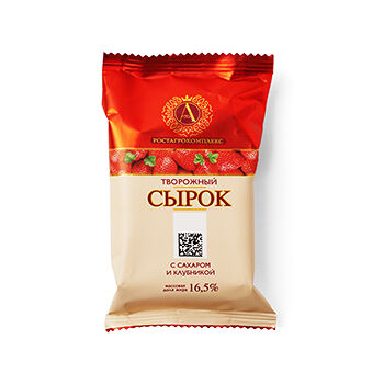 Сырок А.Ростагрокомплекс творожный с сахаром и клубникой 16.5%, 90 г