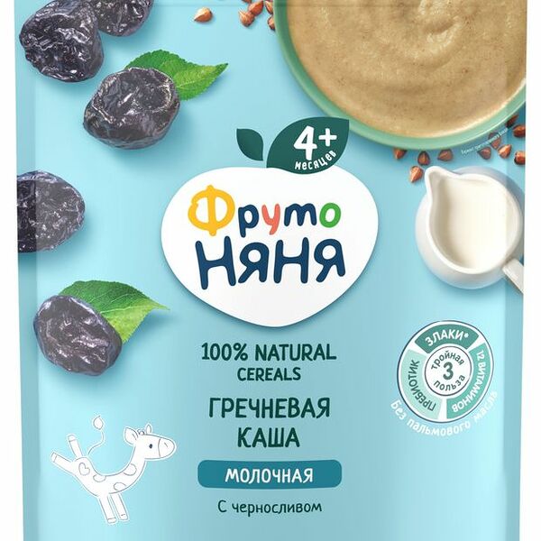 Каша гречневая быстрорастворимая ФрутоНяня с черносливом молочная, с 4 месяцев 200 г