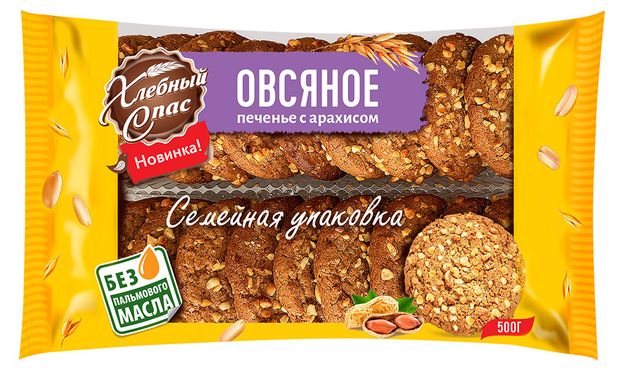 

Печенье Хлебный Спас Овсяное с Арахисом 500 г