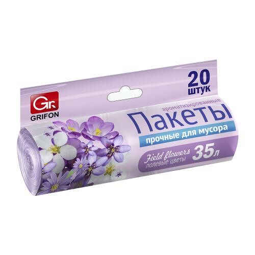 Пакеты для мусора Grifon Полевые цветы 35л 20шт