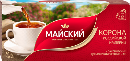 

Чай черный Майский Корона Российской Империи в пакетиках 25 шт. 50 г