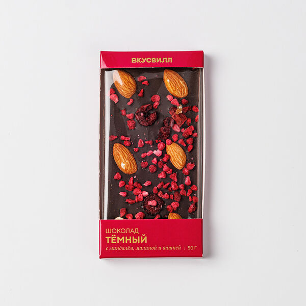 Шоколад темный миндаль малина вишня 50 г