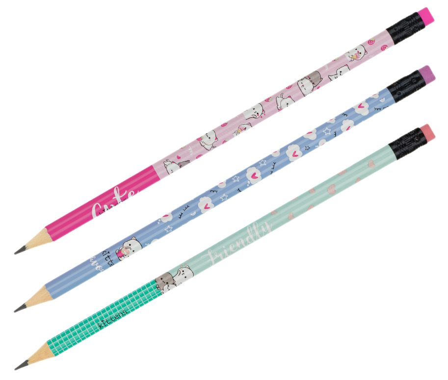 

Карандаш чернографитный Meshu Kittens HB, с печатью, с ластиком, 1 шт. в ассортименте