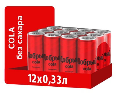 Напиток Добрый Cola без сахара газированный, 330 мл x 12 шт