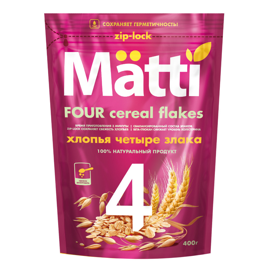 

Хлопья Matti 4 злака 400 г