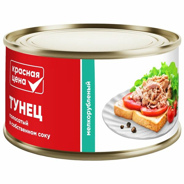 Тунец рубленый Красная Цена филе в собственном соку 185 г