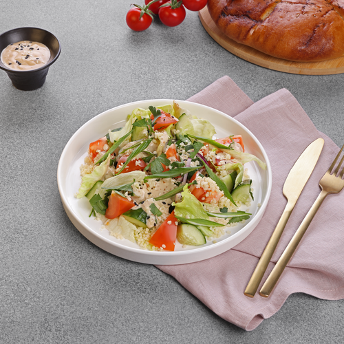 

Салат Табуле с кускусом и кунжутным соусом, вес
