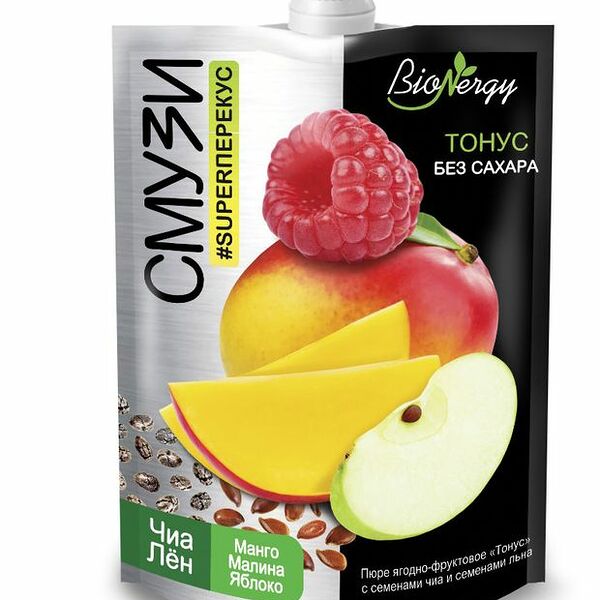 Смузи Тонус малина, манго, яблоко, семена чиа, семена льна BioNergy 120 г