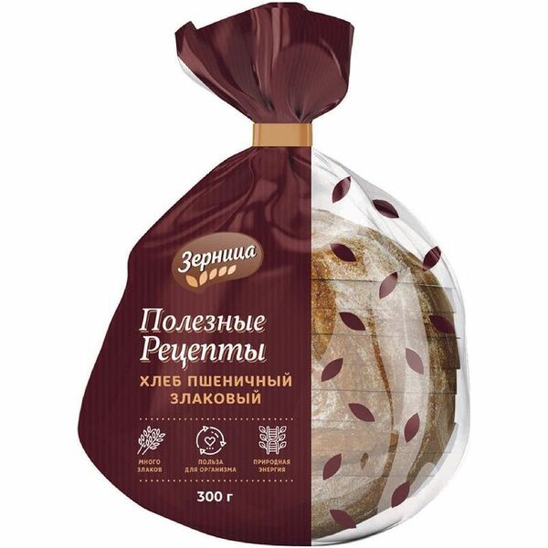 Хлеб Зерница Полезные рецепты пшеничный злаковый нарезной 300 г