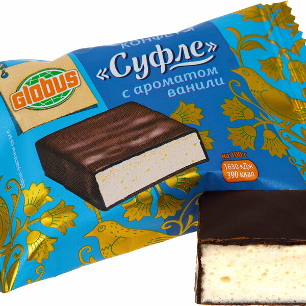 Конфеты Глобус Суфле с ароматом Ванили, вес