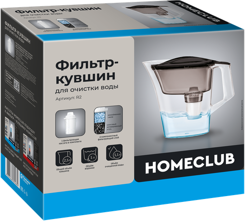 

Фильтр-кувшин для очистки воды Homeclub 2.5 л + 1 кассета
