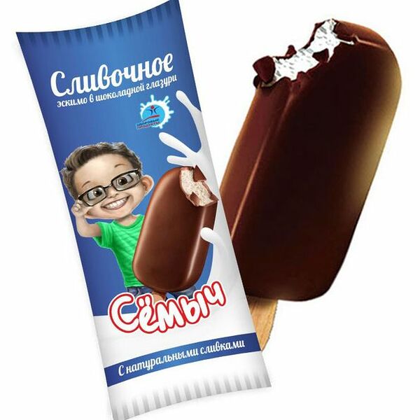 Мороженое Здоровые продукты Семыч сливочное эскимо в шоколадной глазури 60 г
