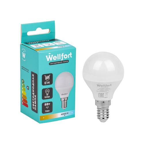 Лампа Wellfort светодиодная шар 8 Вт Е14 холодный